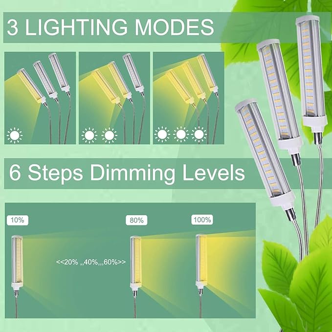 Plant Grow Light，Grow Light for Indoor Plants with 20-60'' Height Adjustable- Full Spectrum Timer