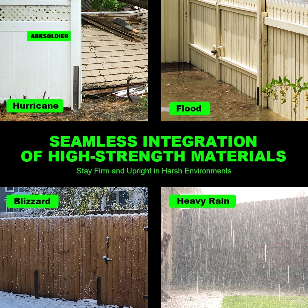 Fence Post Repair Kit - One-Piece Steel Anchors & Stakes to Quick Fix Broken/Leaning 4x4/6x6 Wood
