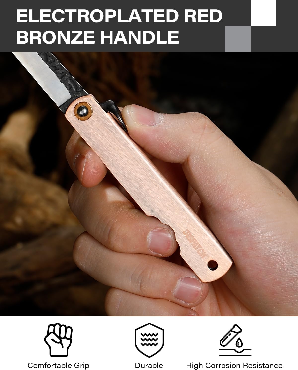 Dispatch EDC Pocket Knife, 2.8" Full Panel Plain Edge Blade Folding Knife with 7Cr13Mov Black