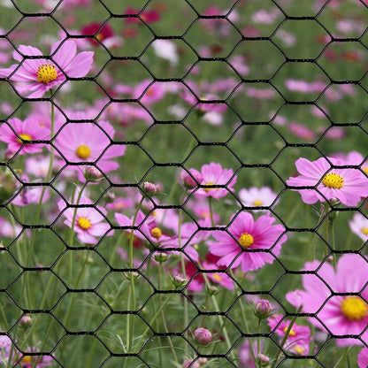 PVC Hexagonal Poultry Netting Chicken Wire 48 inches x 150 feet x 1 inch Mesh 20GA Black