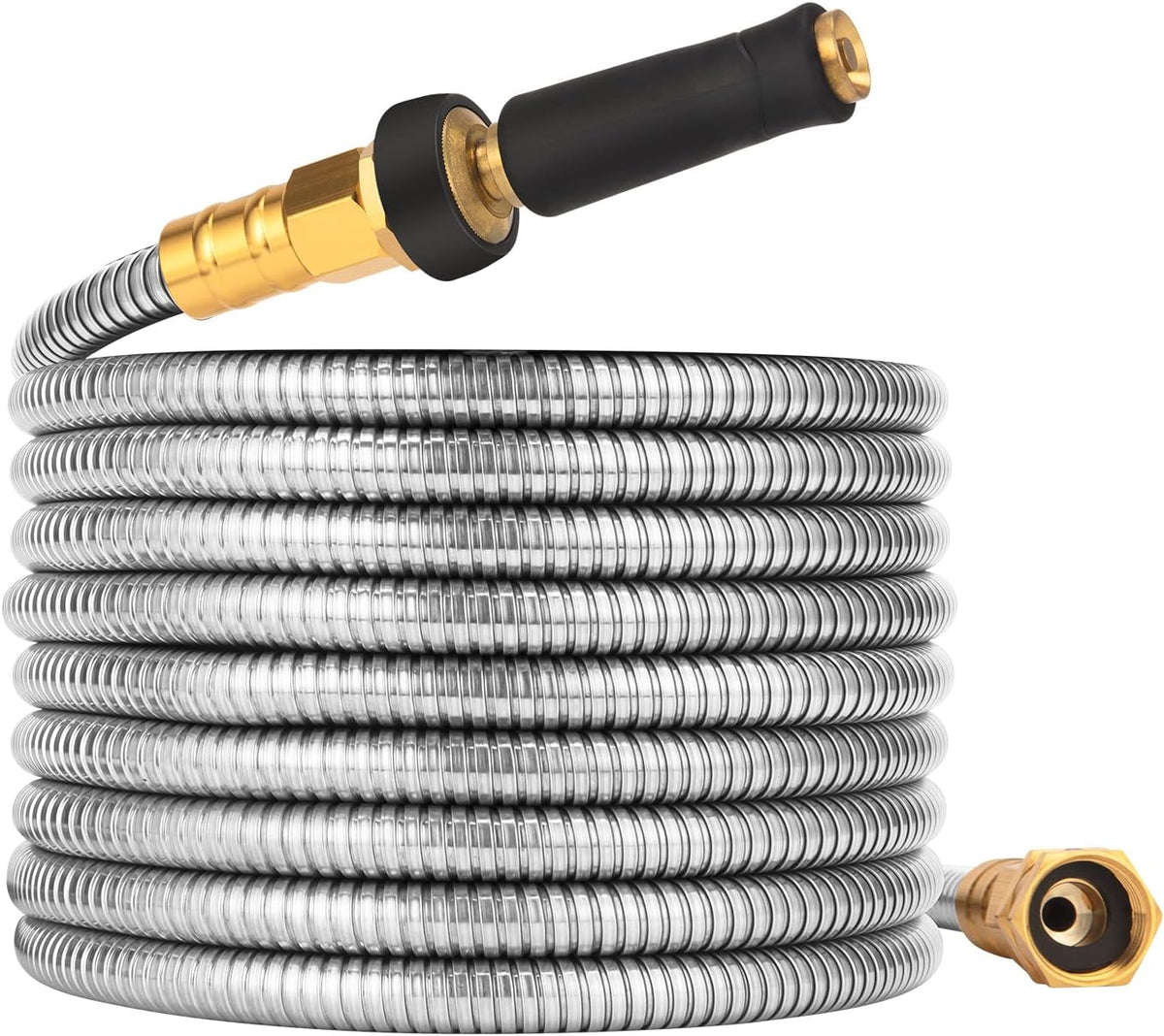 Metal Garden Hose 25 FT - 304 Stainless Steel Water Hose 25 FT - Expandable Short Flexible Garden