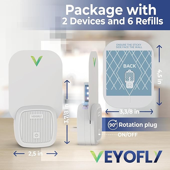 VEYOFLY Fly Trap Indoor, Fruit Fly Traps for Indoors Flying Insect (2 Device + 6 Refills) Gnat
