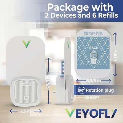 VEYOFLY Fly Trap Indoor, Fruit Fly Traps for Indoors Flying Insect (2 Device + 6 Refills) Gnat