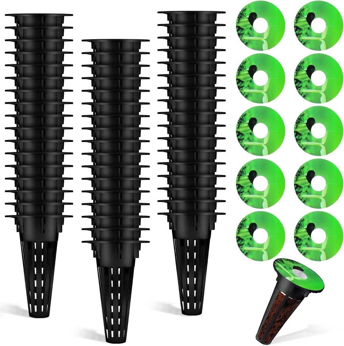 Cunhill 100 Pcs Hydroponic Growing Kit Include 50 Pcs Plant Replacement Basket Containers and 50