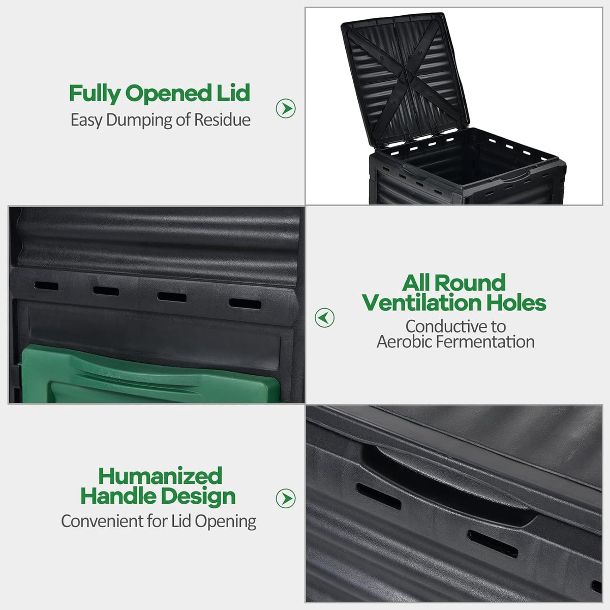 Goplus Compost Bin, 80 Gallon (300 L) Large Outdoor Composting Box w/Top Flip Latch-on Lid, Bottom