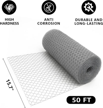 Chicken Wire, 15.7 in x 50 ft Garden Fence, Wire Mesh, Chicken Wires Fencing, Mesh Hexagonal