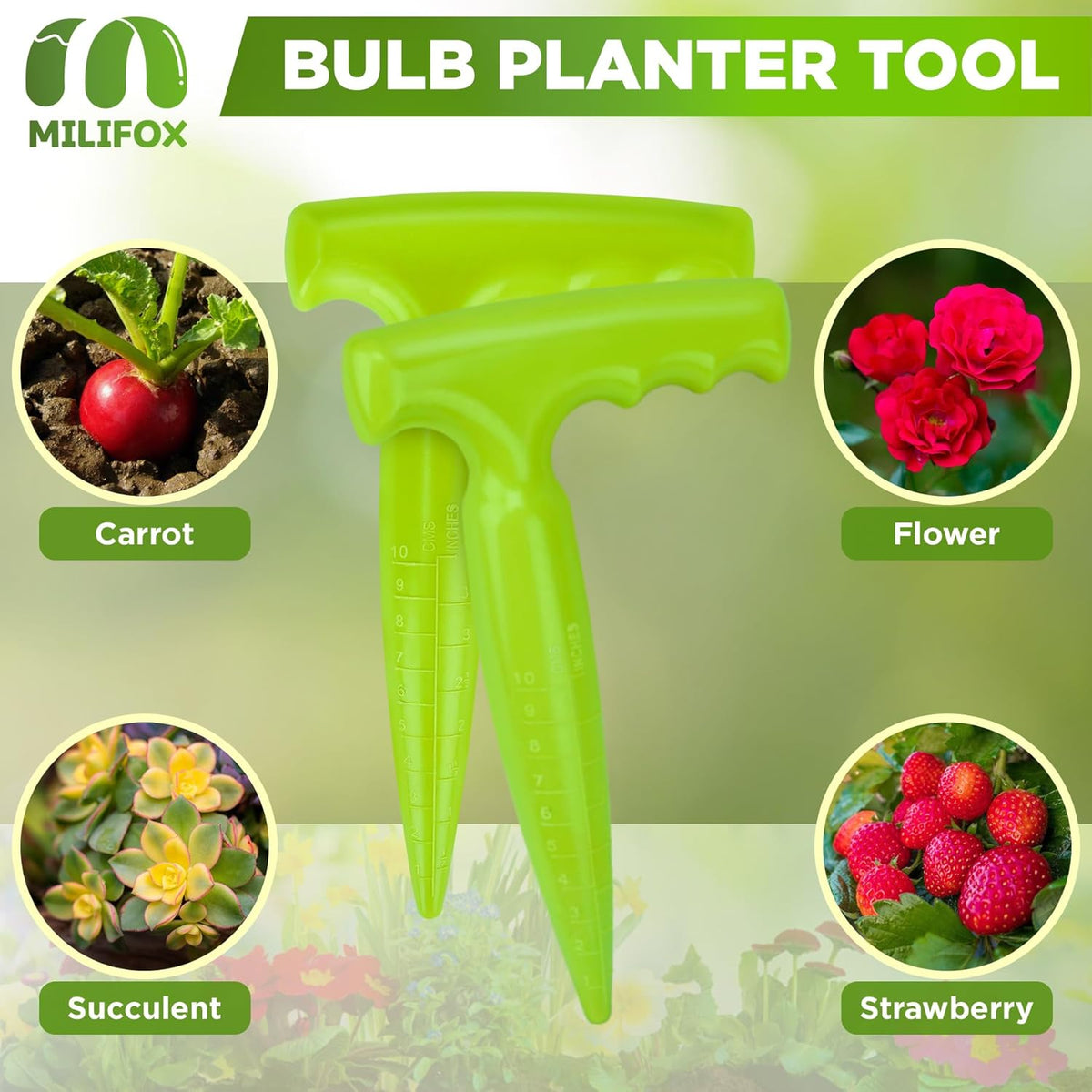 2pcs Seed Planter Tool, 6.9" Dibber Garden Tool, Plastic Seed Dibbler for Planting, Bulb Digger