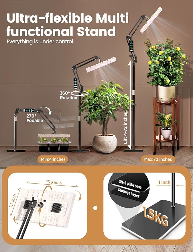 Plant Grow Light, [Smart APP & Expansive 2x2 Ft Coverage] Genuine 60W Output LED Full Spectrum for