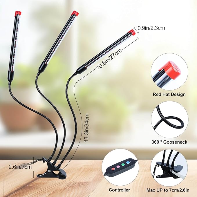 Clip Grow Lights for Seed Starting with Timer, Full Spectrum Brightest Plant Growing Lamps for