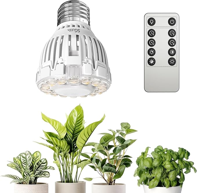 Dimmable Grow Light Bulb for Indoor Plants, Full Spectrum with Remote Control, Auto On Off Timing 4