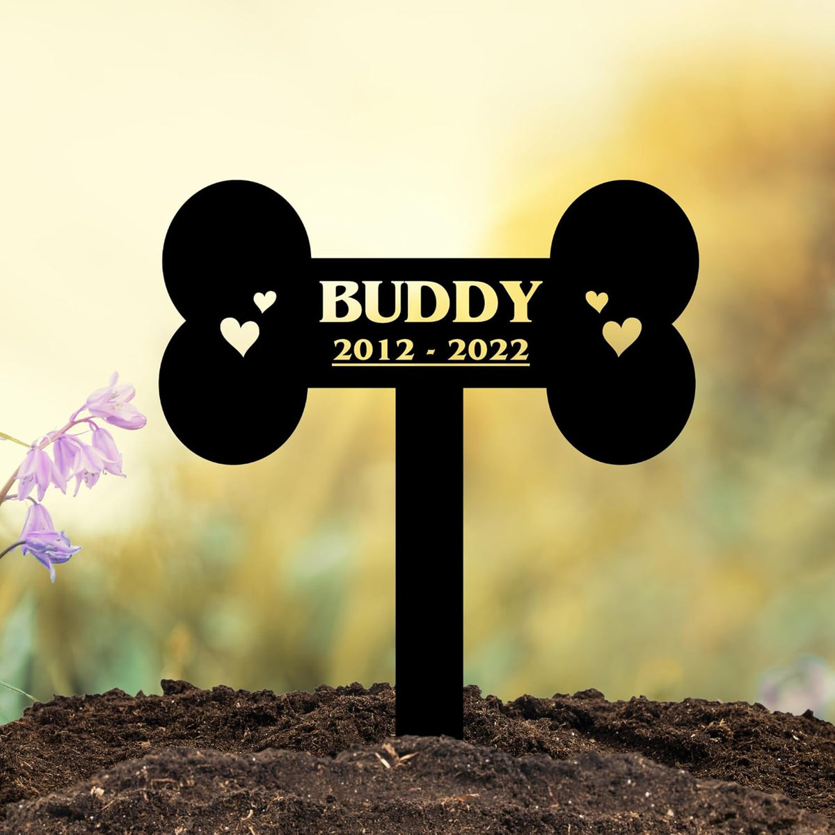 Personalized Cat Grave Marker | Custom Outdoor Pet Memorial Headstone Engraved with Name & Lifespan