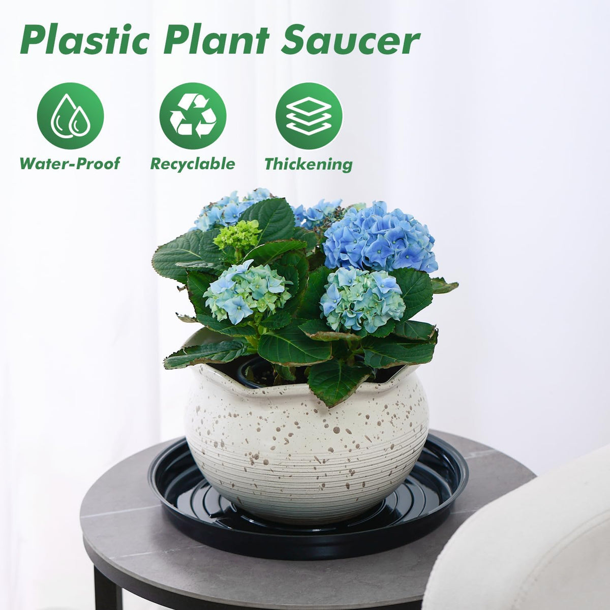 20 Pack 6 Inch Plant Saucer, Black Plant Saucers for Indoors No Holes, Plastic Plant Saucer for