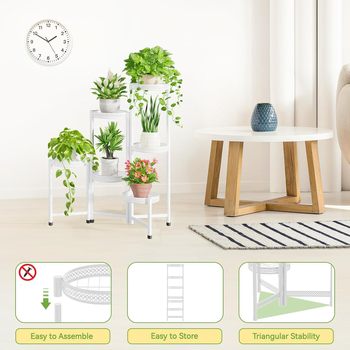 iDavosic.ly Plant Stand Indoor Outdoor, 6 Tier Corner Metal Flower Display Holder Shelf, Folding