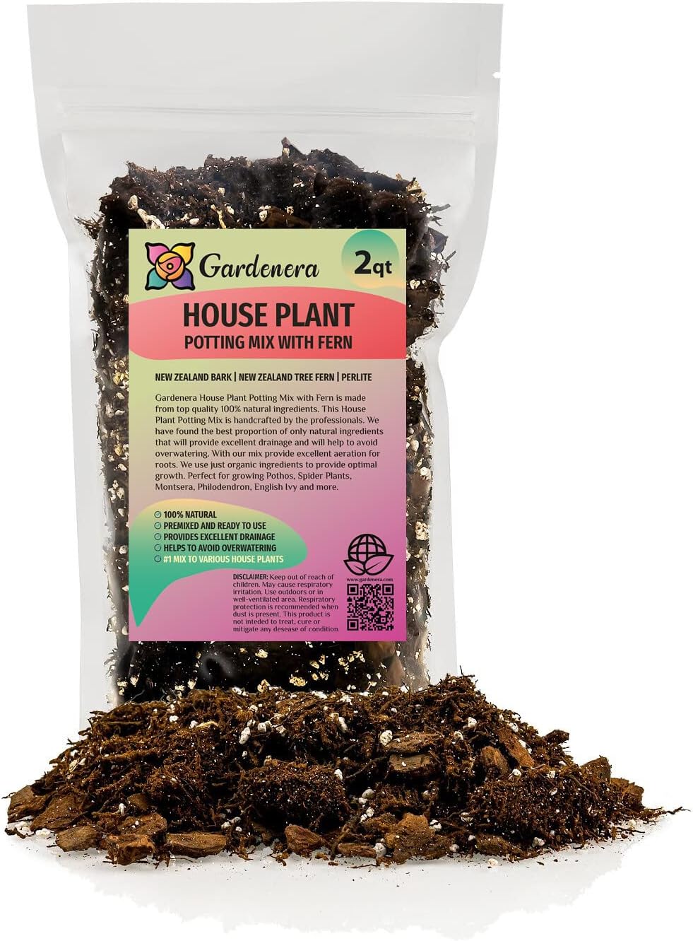 Premium Gardenera House Plant Potting Mix | Fern + New Zealand Bark + Perlite | Great for Pothos