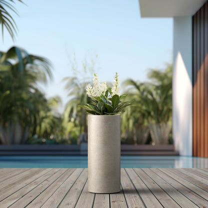 Kante 18.9 Inch Tall Cylindrical Planter, Large Round Plant Pots with Drainage Hole, Made with