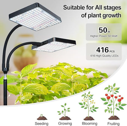 Grow Light with Stand, Orchbloom Grow Lights for Indoor Plants 50W, Natural Sunlight Full Spectrum