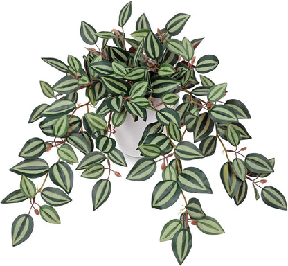 Briful Artificial Plants Indoor Fake Potted Silk Plants Faux Watermelon Peperomia Draping Plant for
