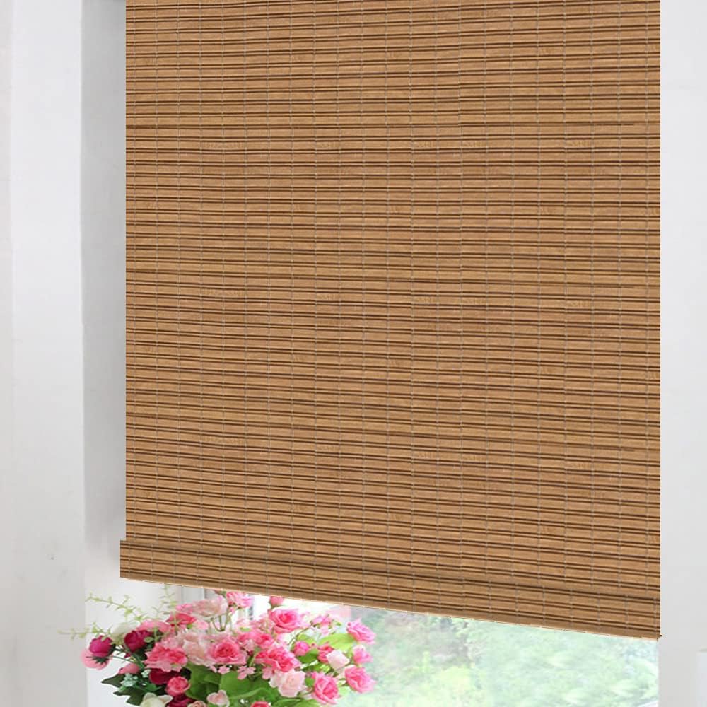LETAU Cordless Wood Window Roller Shades, Bamboo Light Filtering Window Blinds for Indoor Home