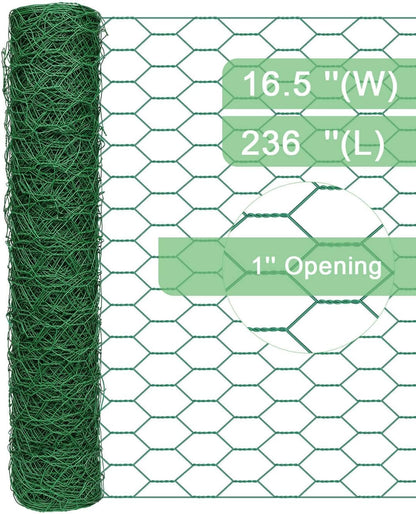 Garden Poultry Green Chicken Wire - 16.5 '' × 236 '' Chicken Wire Floral for Crafts, Garden Fence