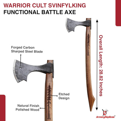 Armory Replicas™ Functional Two-Handed Scandinavian Battle Axe - Tempered High Carbon Steel Boar