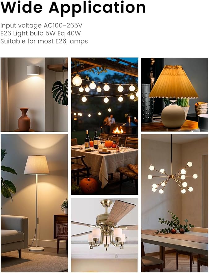 Full Spectrum Light Bulb, LED Light Bulb G45 Small Lightbulbs E26 White 5W Eq 40W Sunlight Night