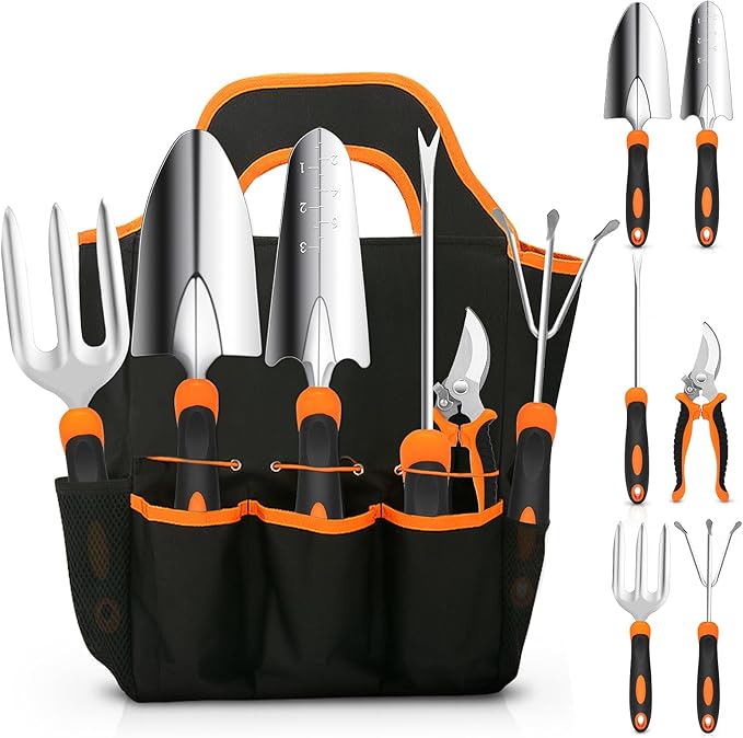 Gardening Tool Set, CHRYZTAL Stainless Steel Heavy Duty Gardening Tool Set, with Non-Slip Rubber