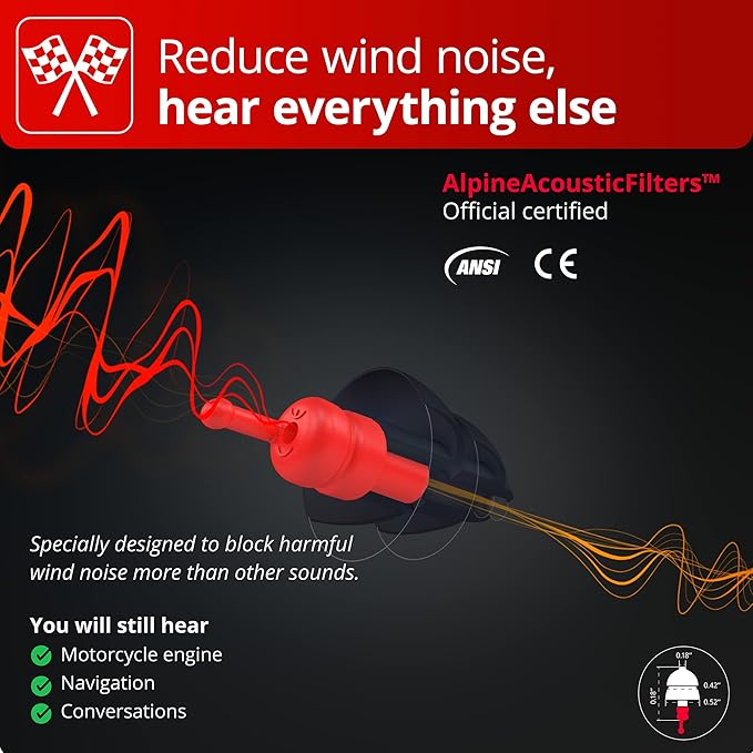Alpine MotoSafe Race MotoGP™ - Motorcycle Ear Plugs for Wind Noise Reduction - 20dB - Ultra Soft