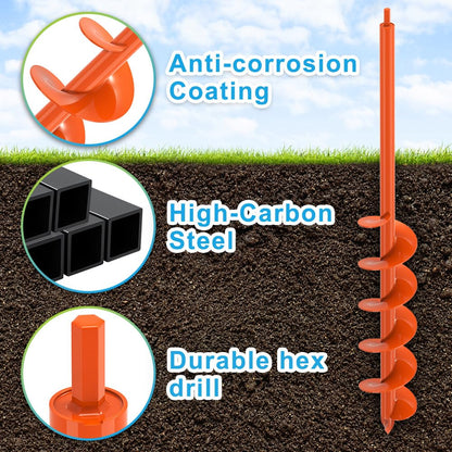 Dolibest 4 x32 Auger Drill Bit for Planting, Steel Garden Auger for Post Hole Digger, Bulb Planter