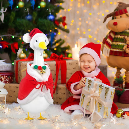 Christmas Porch Goose Outfits Mrs. Claus Goose Clothes Fits 23" Plastic Cement Statues, Red Cloak