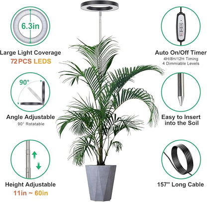 LORDEM Plant Grow Light, Full Spectrum Plant Light for Indoor Plants, Brightness Adjustable LED