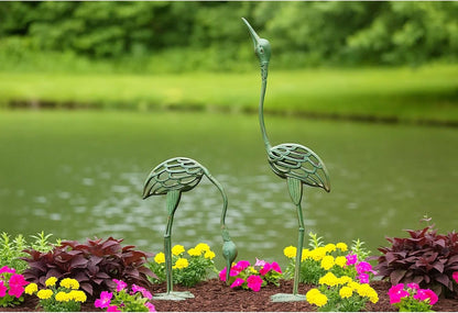 Seraphic Cast Iron Metal Crane/Heron Bird Garden Art Sculptures Statues for Indoor or Outdoor Lawn