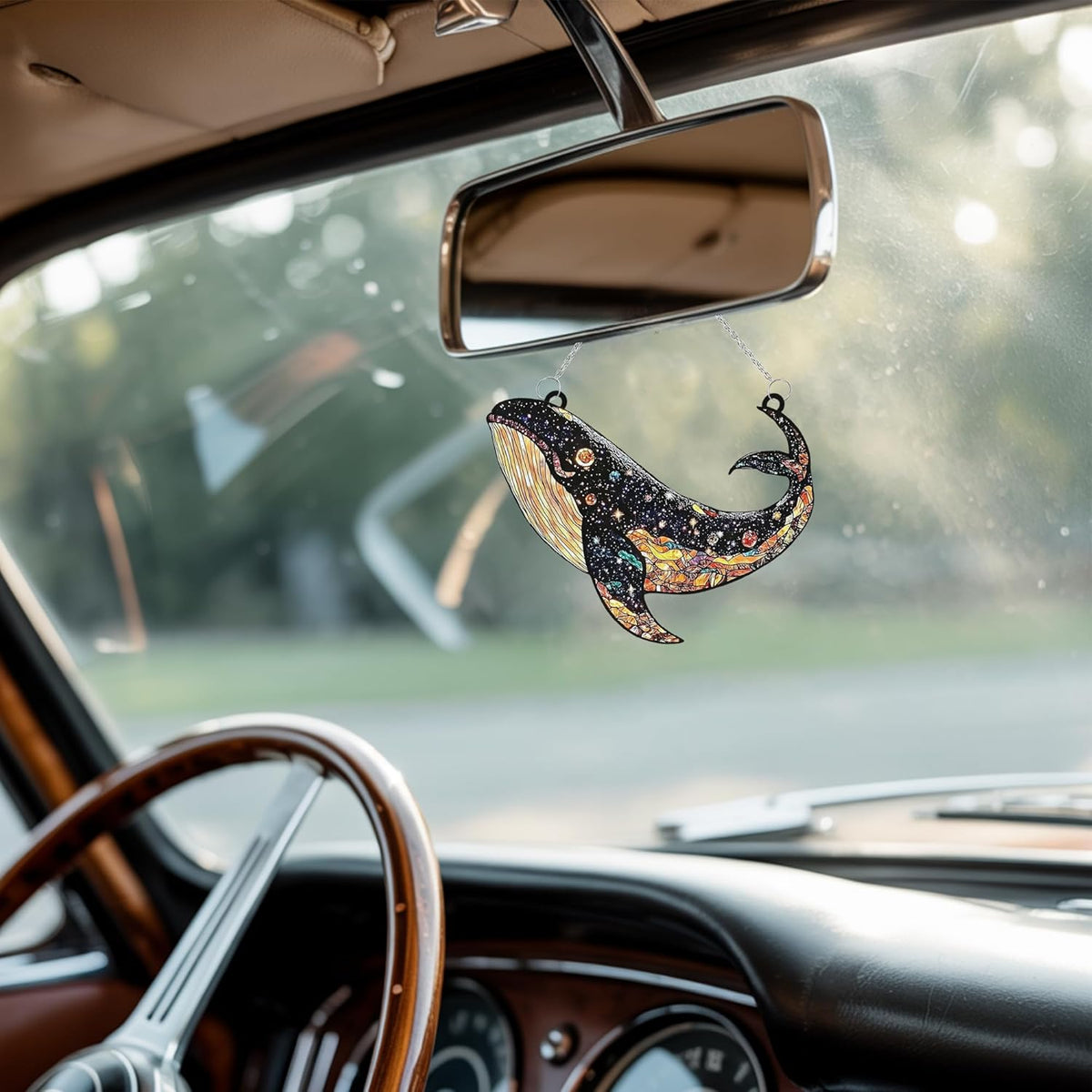 Cosmic Whale Acrylic Suncatcher Stained Glass Effect Boho Window Car Hanging Christmas Ornament