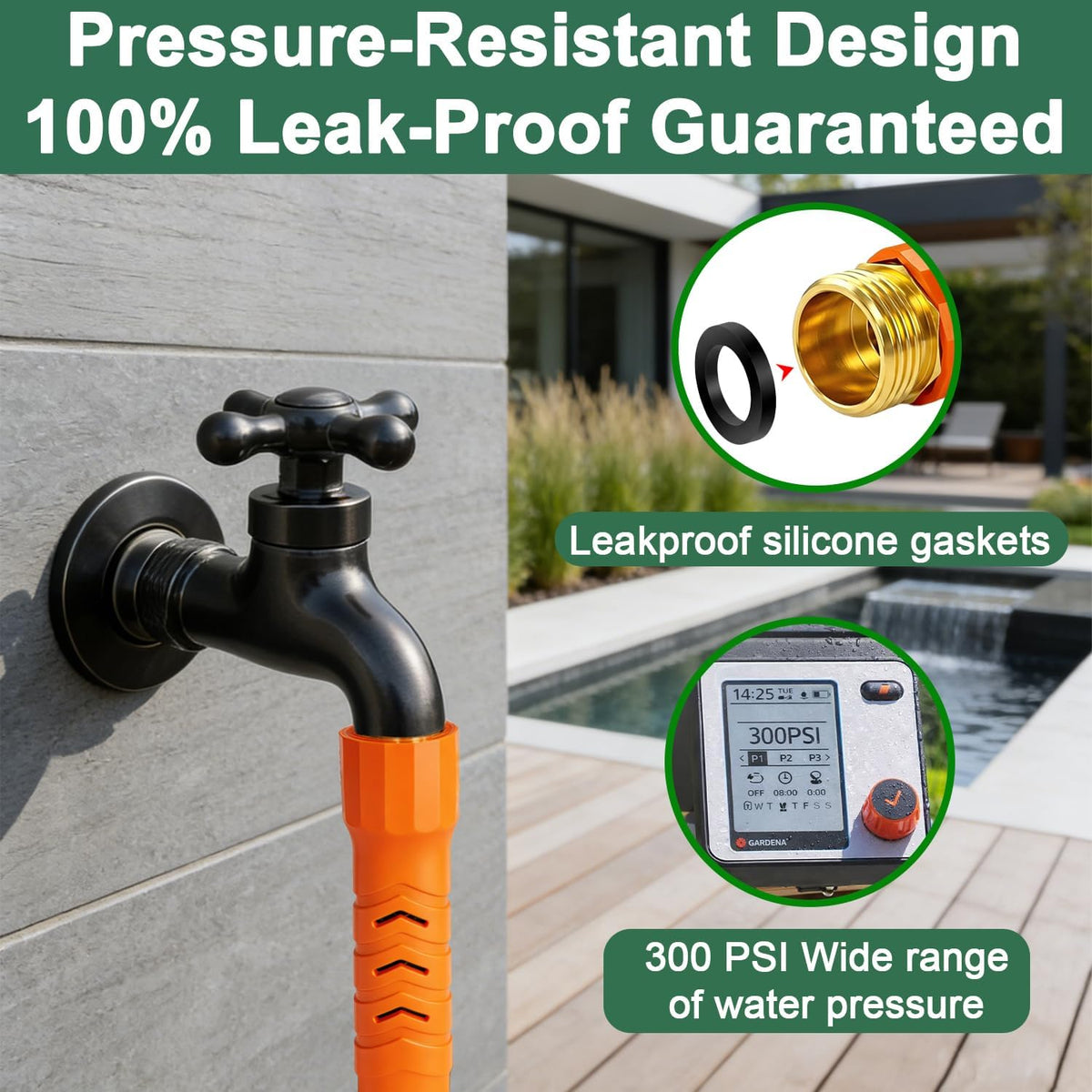 50Ft Ultra Lightweight Garden Hose, Flexible Water Hose, 10 Function Nozzle,Leak-Proof,Swivel