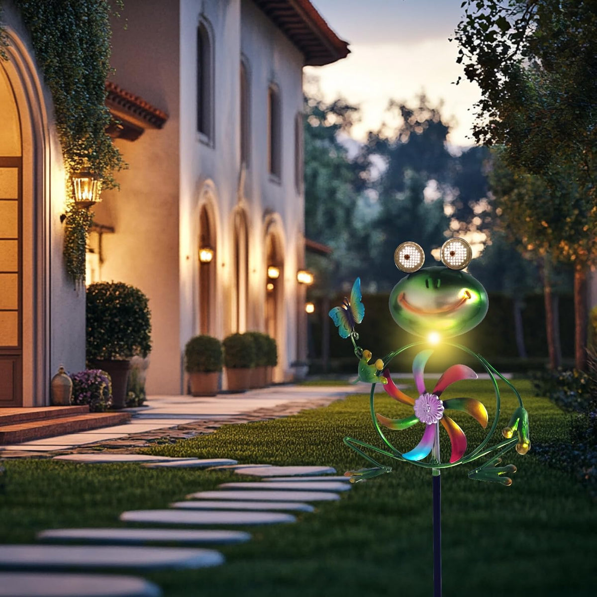 Frog Garden Decor Wind Spinners Outdoor, Garden Solar Lights Decorative Wind Sculpture Spinner