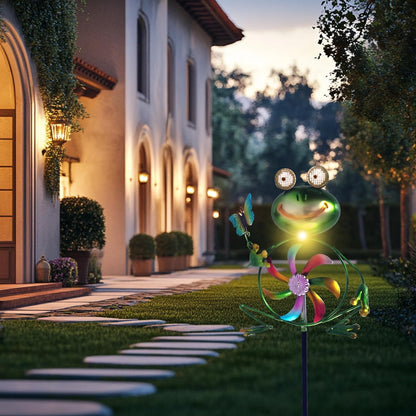 Frog Garden Decor Wind Spinners Outdoor, Garden Solar Lights Decorative Wind Sculpture Spinner