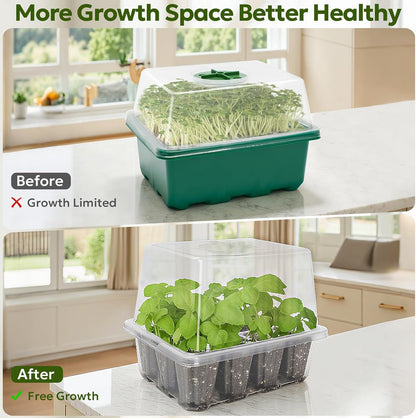 MIXC Seed Starter Kit with Grow Light, Elevated Seedling Tray Kit with Adjustable Humidity Dome and