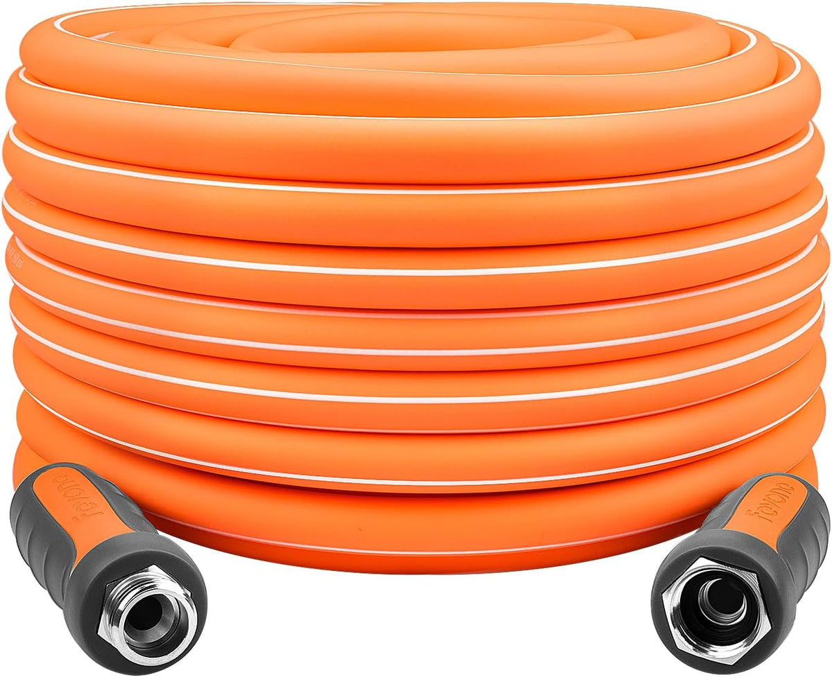 Fevone 105 ft x 5/8" Heavy Duty Garden Hose, Drinking Water Safe, Flexible & Kink-Free Hybrid