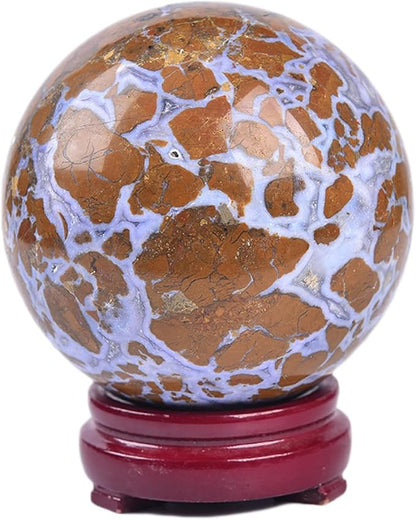 JIC Gem Large Crystal Ball Sphere Yellow Agate Healing Crystal Gemstone Ball with Display Stand