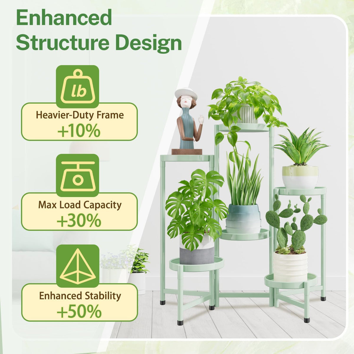 iDavosic.ly Plant Stand Indoor Outdoor, 6 Tier Corner Metal Flower Display Holder Shelf, Folding