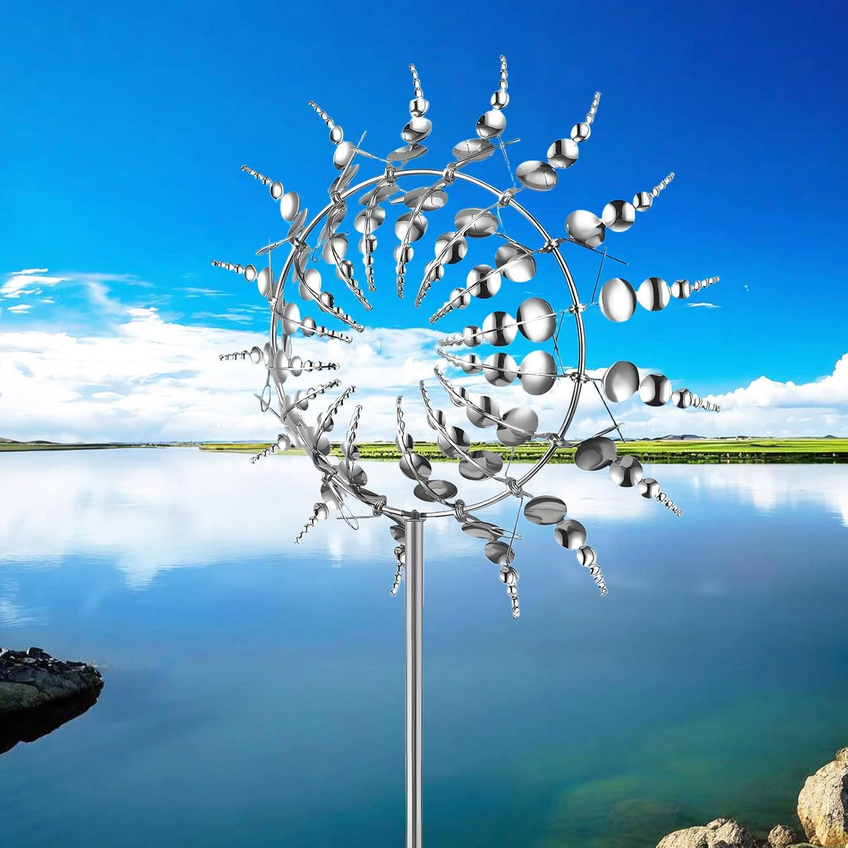 Windmill for Yard and Garden,Wind Spinner,Magical Metal Windmill, 3D Wind Powered Kinetic