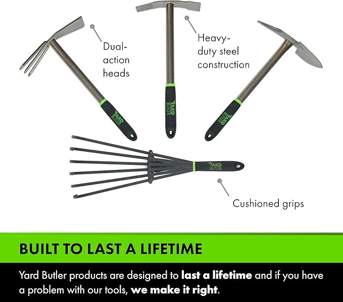 Yard Butler Terra Garden Hand Tools - Weeding Hand Tiller Tool for Efficient Gardening - Weed