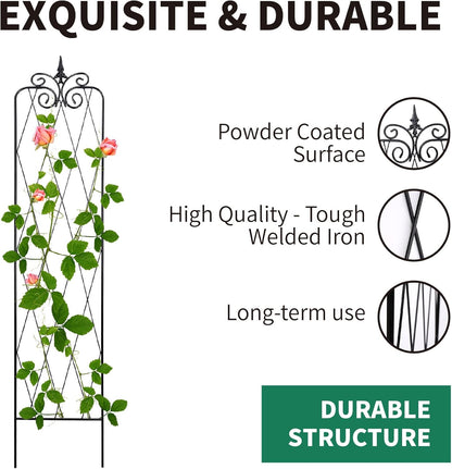 2 Pack 71" H x15 W Trellis,Black Garden Trellis for Climbing Plants Outdoor Metal Frame Sturdy