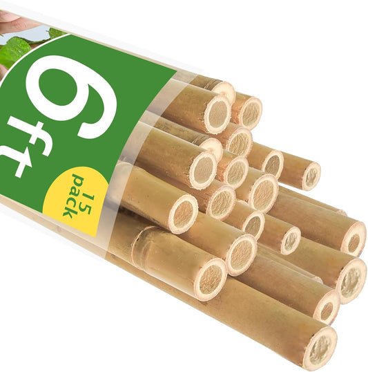 Bamboo Garden Stakes 2FT/3FT/4FT/4.8FT/6FT/7FT/8FT, Plant Stakes for Outdoor Plants, Plant Support