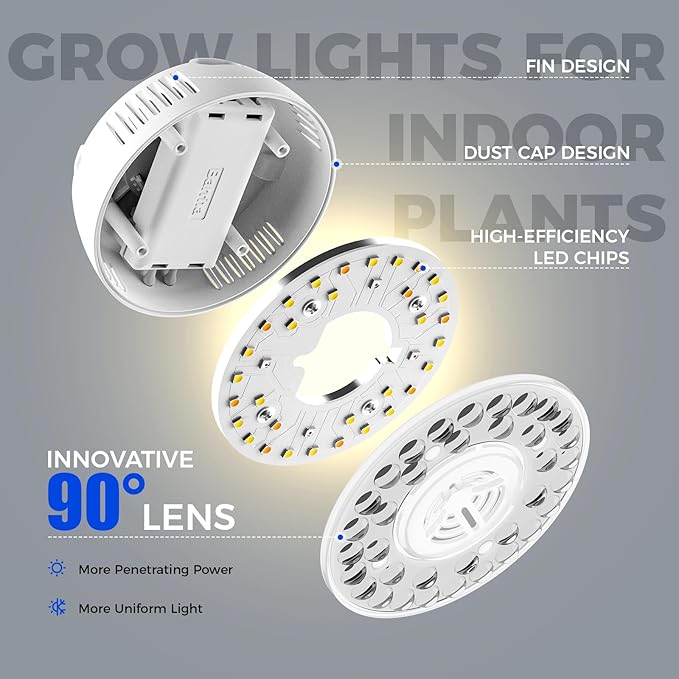 Barrina Orbgrow OG09 Puck LED Grow Light with 660nm Red LEDs, 18W(2 x 9W, 270 Watt Equiv), Plant
