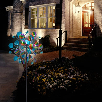 Solar Wind Spinners Outdoor,Hot Air Balloon Wind Spinner with LED Glass Ball,Muti-color Wind