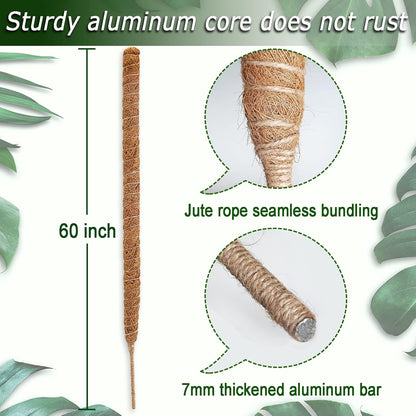 60 Inch Moss Pole for Plants Monstera, Tall Bendable Moss Poles for Climbing Plants Indoor, Large