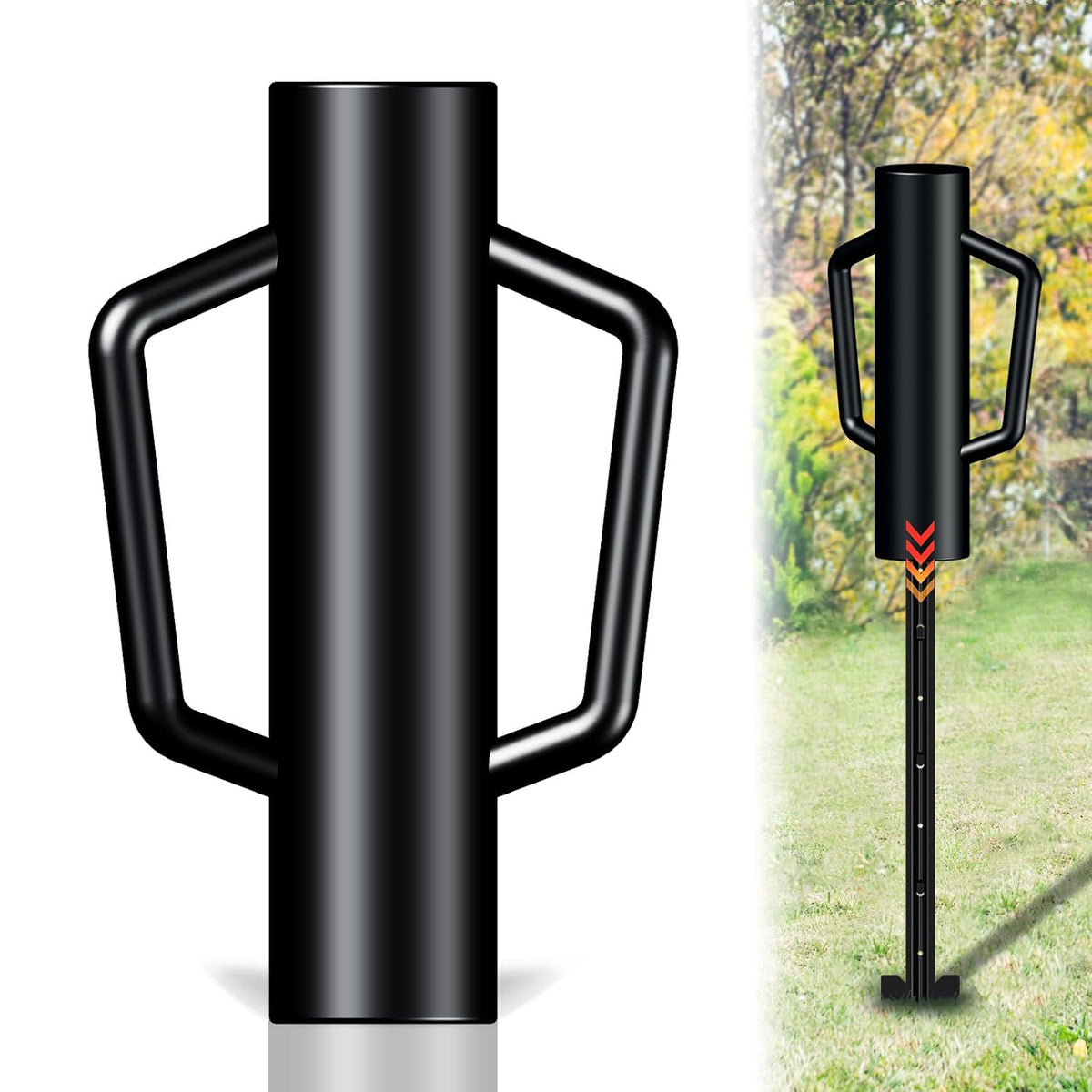 Fence Post Driver with Handle,17LB Hand Post Pounder,3.7 inches Inner Dia. Pole Rammer, Farm Wire