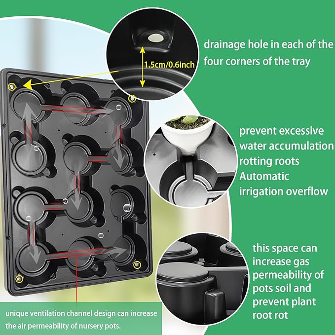 12 Cell Round Nursery Pots Trays Thickened Durable Seedling Pots Shuttle Carrying Trays for Holding
