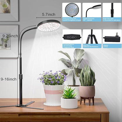 Super-Bright Grow Light 100W, 6000K 216LEDs White Full Spectrum Plant Growing Lamp for Home Office