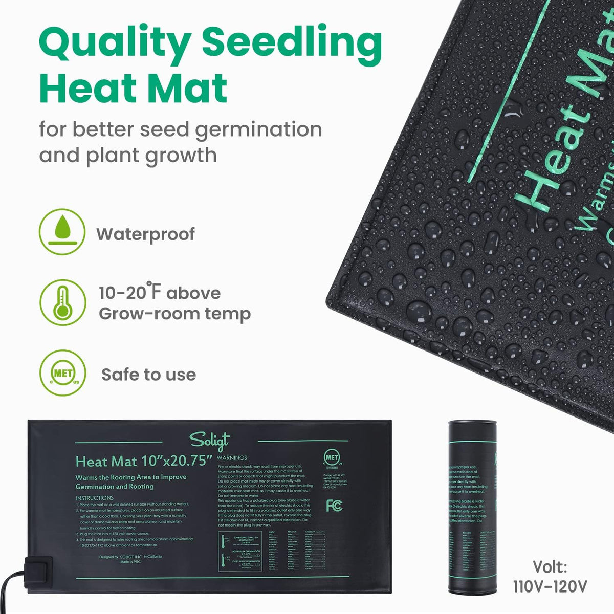 SOLIGT 2 Set 60-Cell Seed Starter Kit - Strong Seed Trays with Humidity Domes, Cell Trays and